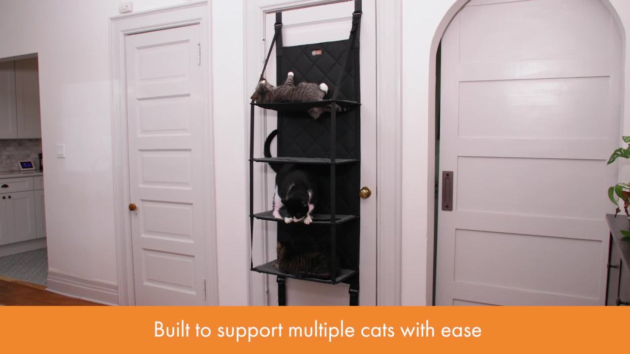 thumbnail video image 2 of K&H Pet Products Hangin' Cat Condo Multi-Story Classy Gray 3 Story, 2 of 9