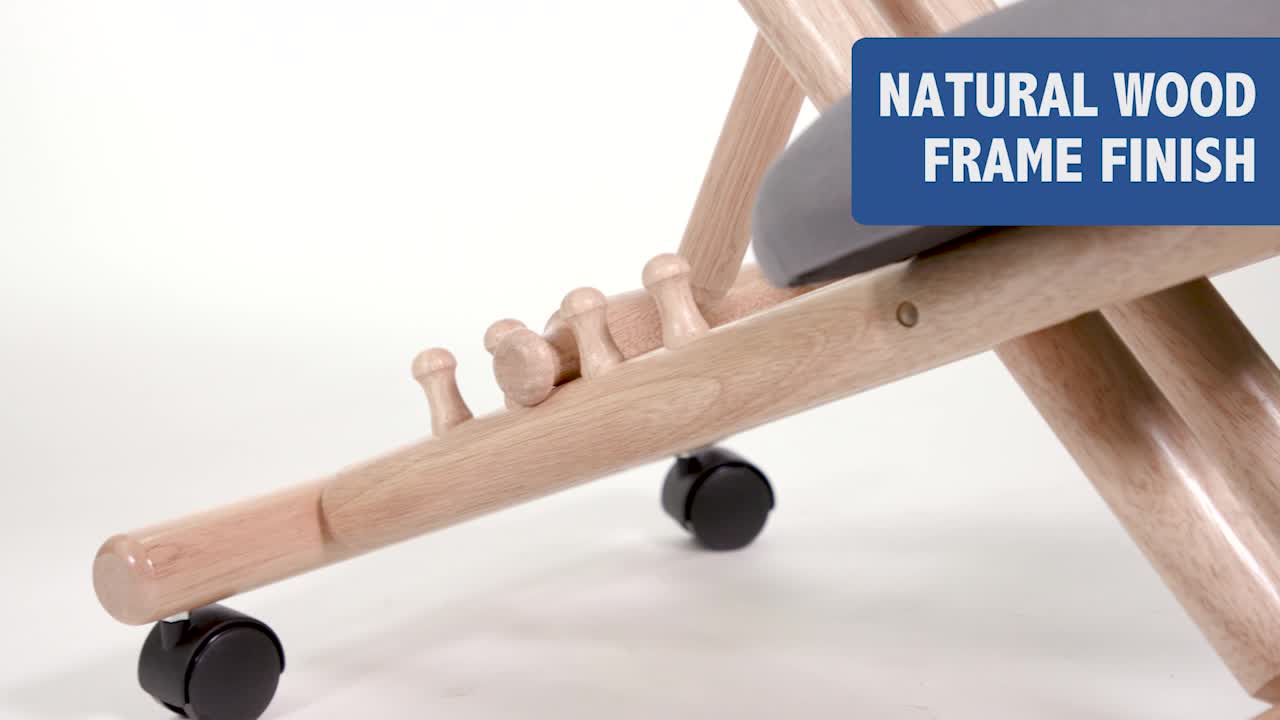 thumbnail video image 2 of Flash Furniture Mobile Wooden Ergonomic Kneeling Office Chair in Gray Fabric, 2 of 14