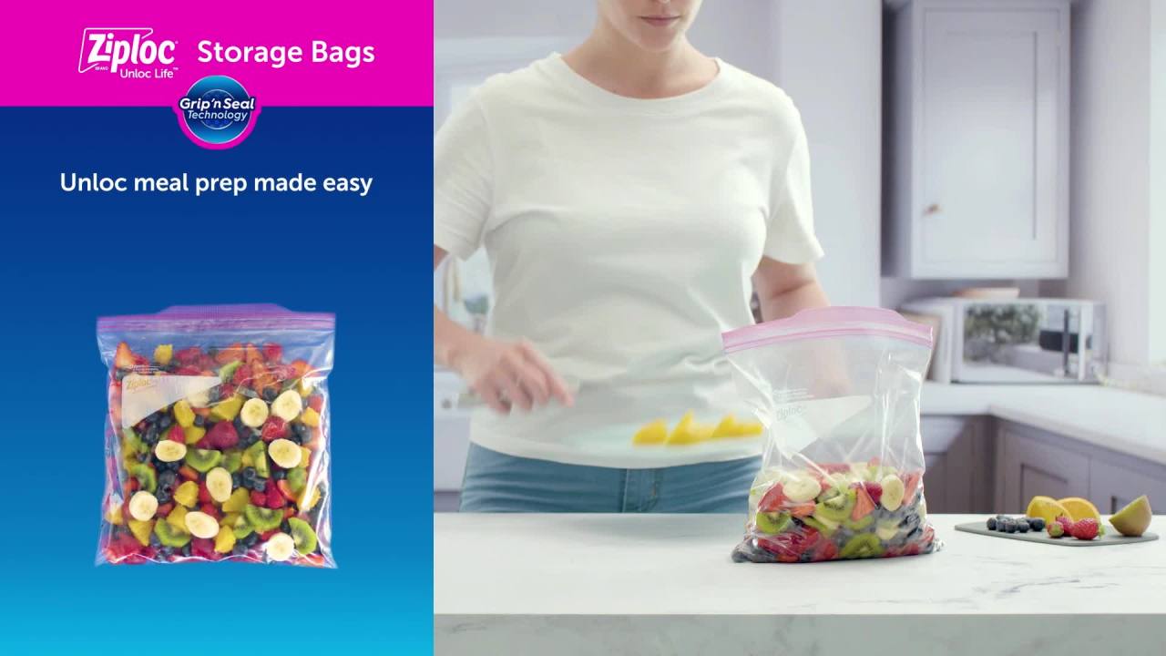 thumbnail video image 2 of Ziploc Brand Pint Freezer Bags, with Grip 'n Seal Technology, 20 Count, 2 of 15