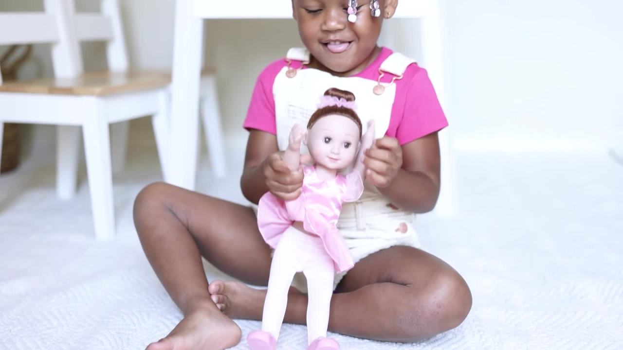 thumbnail video image 2 of Melissa & Doug Victoria 14-Inch Poseable Ballerina Doll With Leotard and Tutu, 2 of 10
