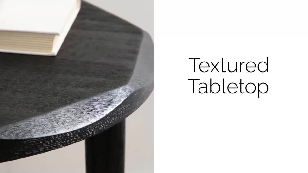 thumbnail video image 2 of Kate and Laurel Tavares Modern Wooden Round Side Table, 18 x 18 x 20, Black, Solid Wood Accent End Table with Textured Top and Faceted Edge for Use as Indoor Plant Stand or Living Room Decor Piece, 2 of 10