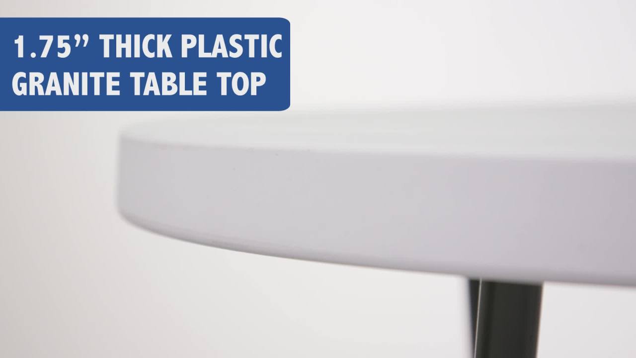 thumbnail video image 2 of Flash Furniture Kathryn 2.63' Round Plastic Folding Bar Height Table, White, 2 of 10