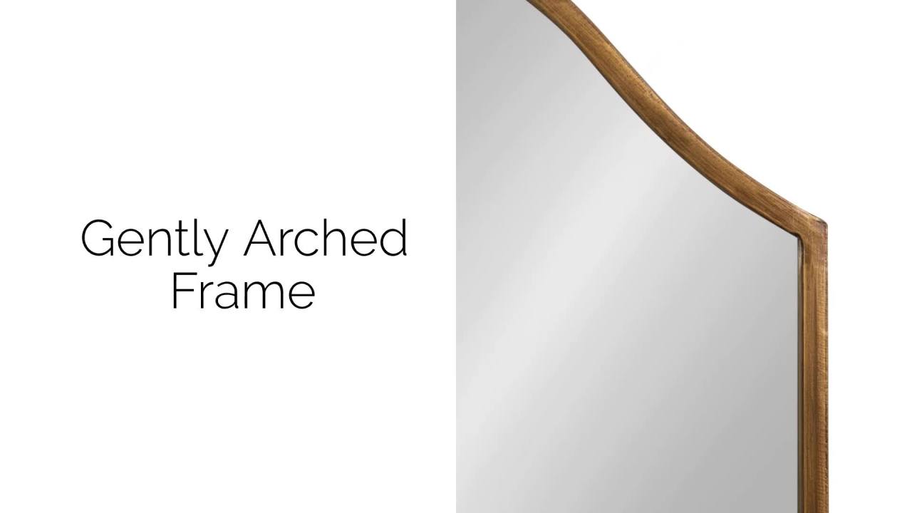 thumbnail video image 2 of Kate and Laurel Gramera Traditional Scalloped Arched Wall Mirror with Shelf, 20x30, Black, Decorative Glam Arch Mirror with Display Ledge and Sleek Finish, 2 of 9