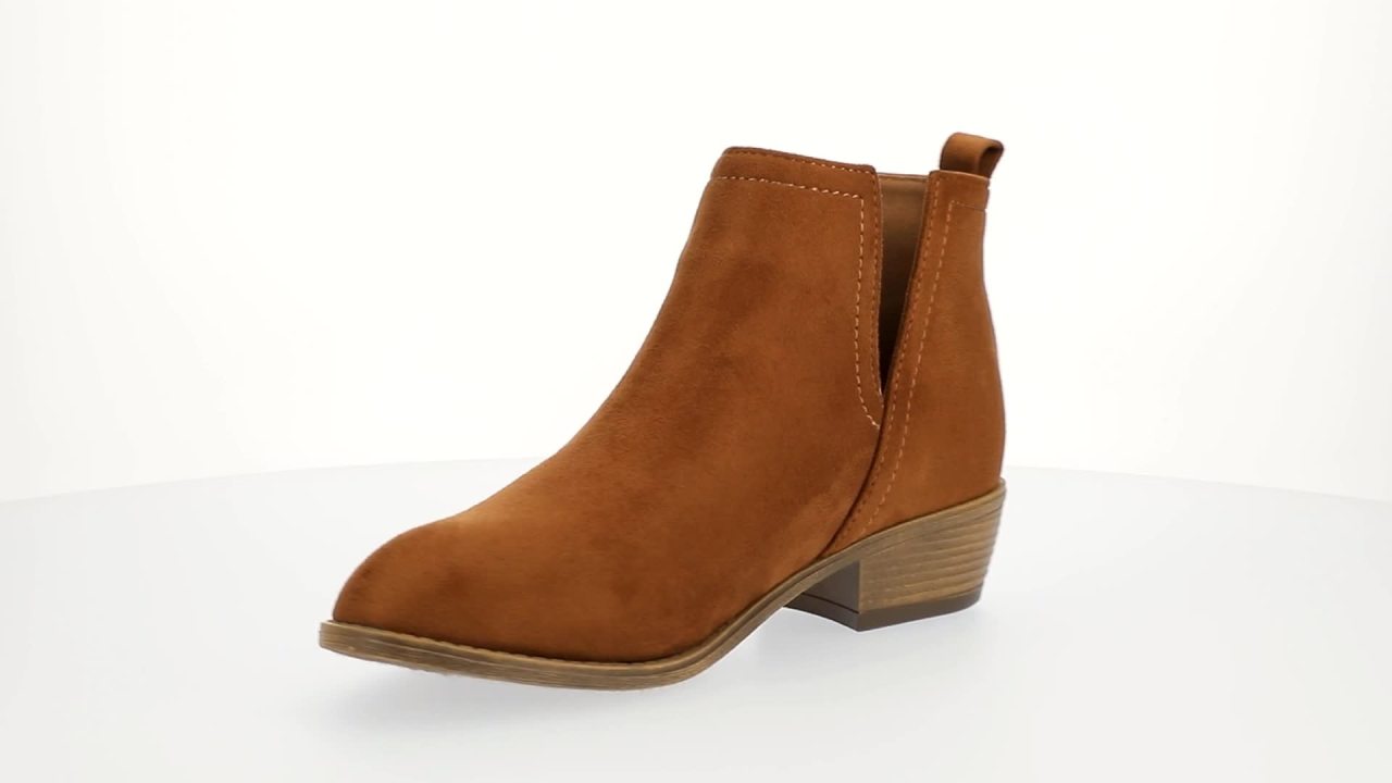 thumbnail video image 2 of Journee Womens Rimi Pull On Stacked Heel Booties, Widths Available, 2 of 9