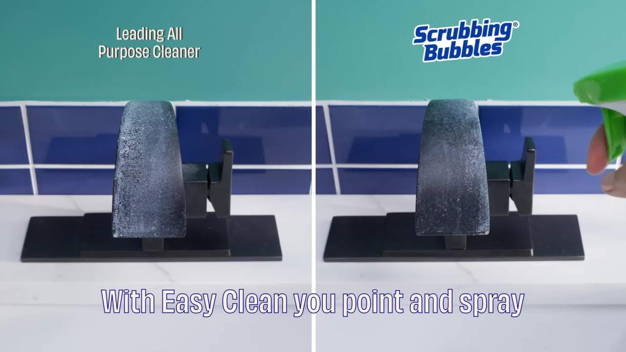 thumbnail video image 2 of Scrubbing Bubbles Easy Clean Multi-Purpose Bathroom Shower & Tub and All Purpose Cleaner Spray, 32 oz, 2 of 12
