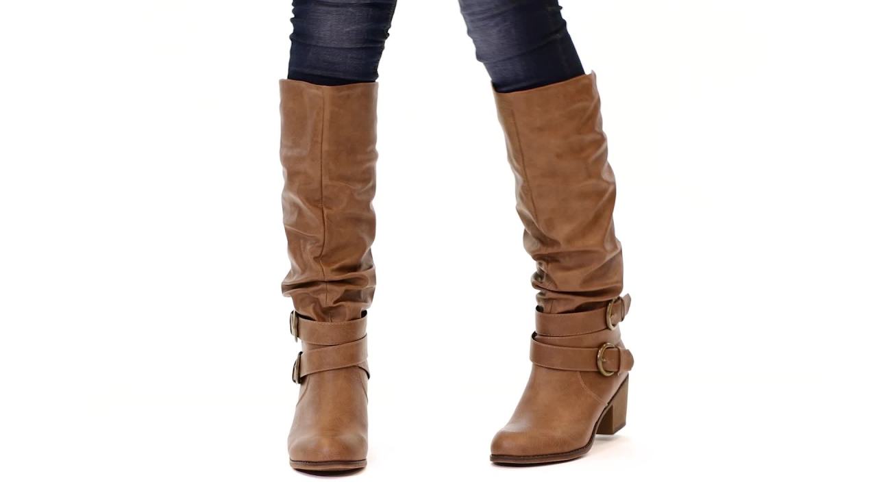 thumbnail video image 2 of Journee Womens Late Stacked Heel Mid Calf Boots, Widths Available, 2 of 10