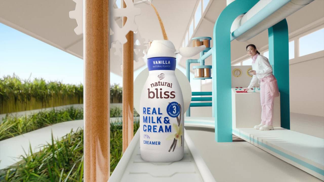 thumbnail video image 2 of Natural Bliss Vanilla, Liquid Dairy Coffee Creamer, 16 fl oz​, 2 of 11