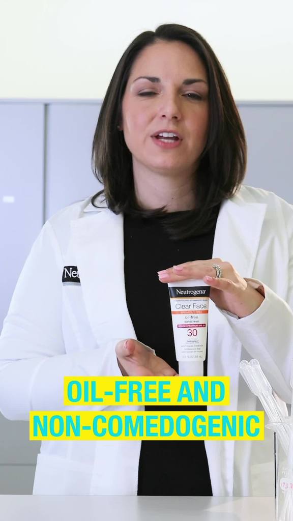 thumbnail video image 2 of Neutrogena SPF 55 Clear Face Sunscreen for Oily Skin, 3 fl. oz, 2 of 10