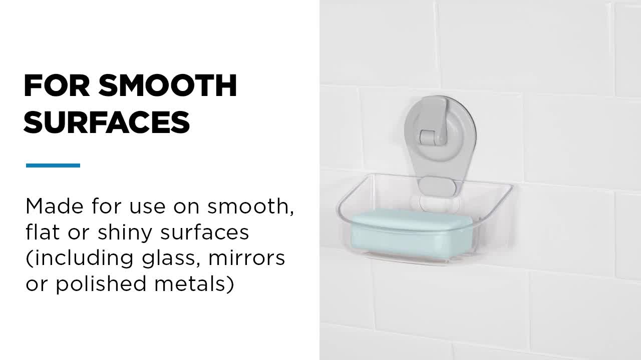 thumbnail video image 3 of Mainstays Wall-Mounted Suction Soap Dish, Easy to Install, No Tools Needed, Clear, 3 of 10