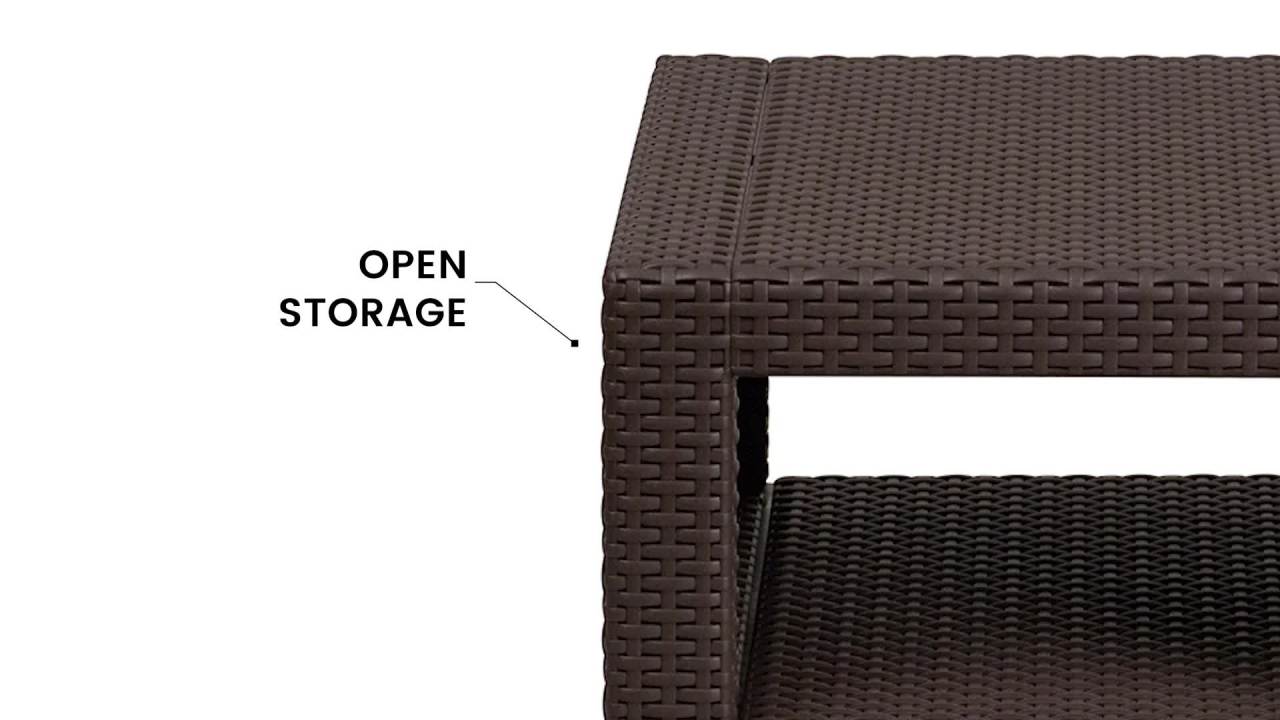 thumbnail video image 2 of Flash Furniture Seneca Chocolate Brown Faux Rattan End Table, 2 of 10