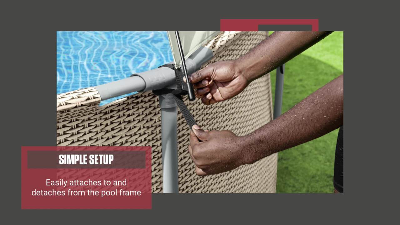 thumbnail video image 2 of Coleman 10-18 ft Above Ground Outdoor Pool Canopy Sunshade, 2 of 8