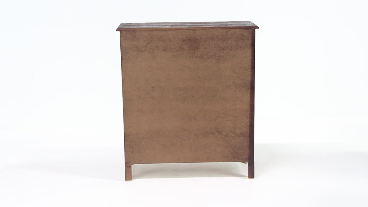 thumbnail video image 2 of DecMode Rustic Wood Cabinet with Warm Brown/Mocha Finish, 32"W x 35"H, 2 of 15