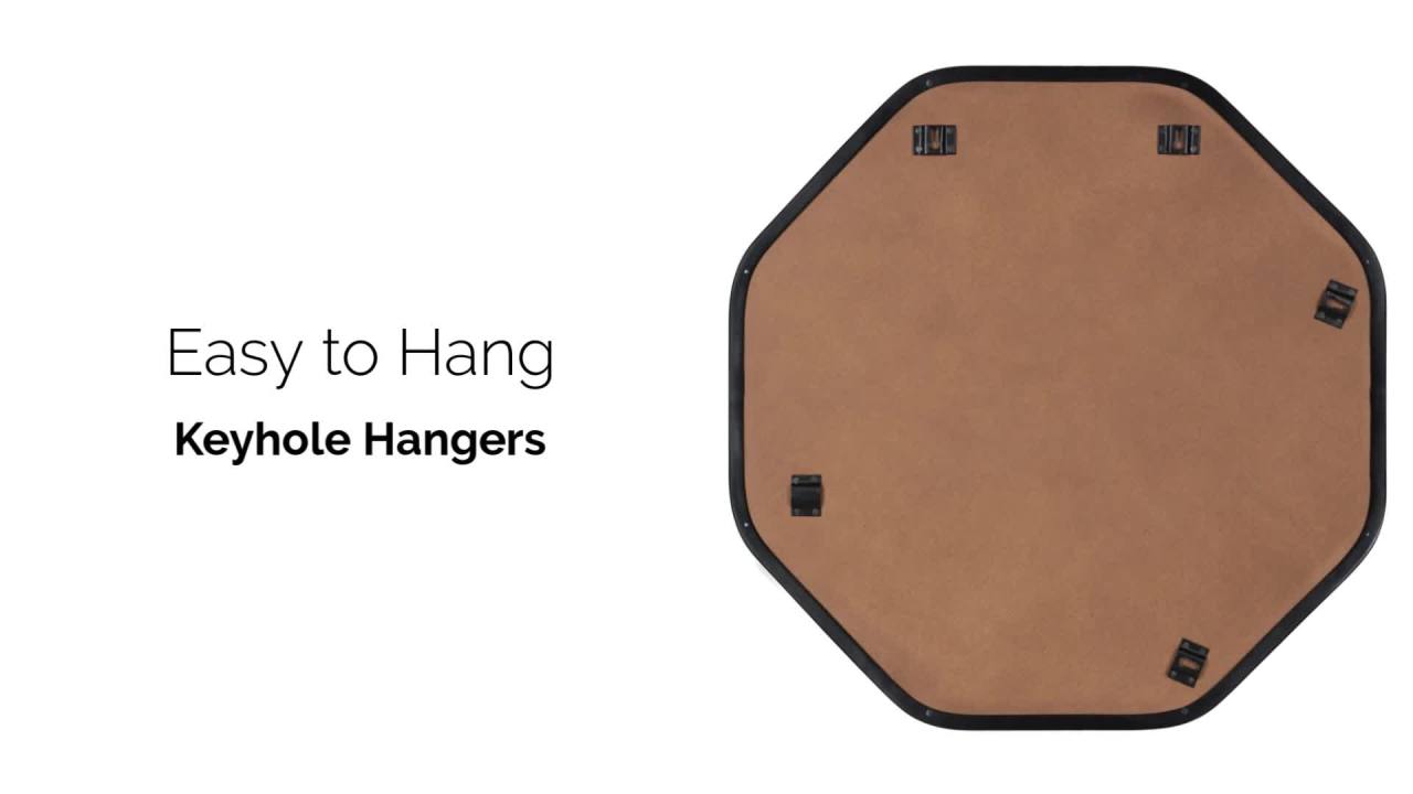 thumbnail video image 2 of Kate and Laurel Rollo Octagon Framed Wall Mirror, Gold 24x24, 2 of 9