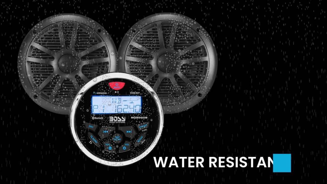 thumbnail video image 2 of BOSS Audio Systems MCKGB350B.6 Weatherproof Marine Radio with 6.5” Full Range Speakers Kit (2 Pairs), 2 of 5