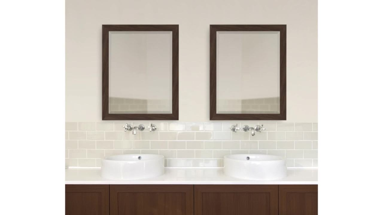 thumbnail video image 2 of DesignOvation Wall Mirror, Brown, 2 of 6