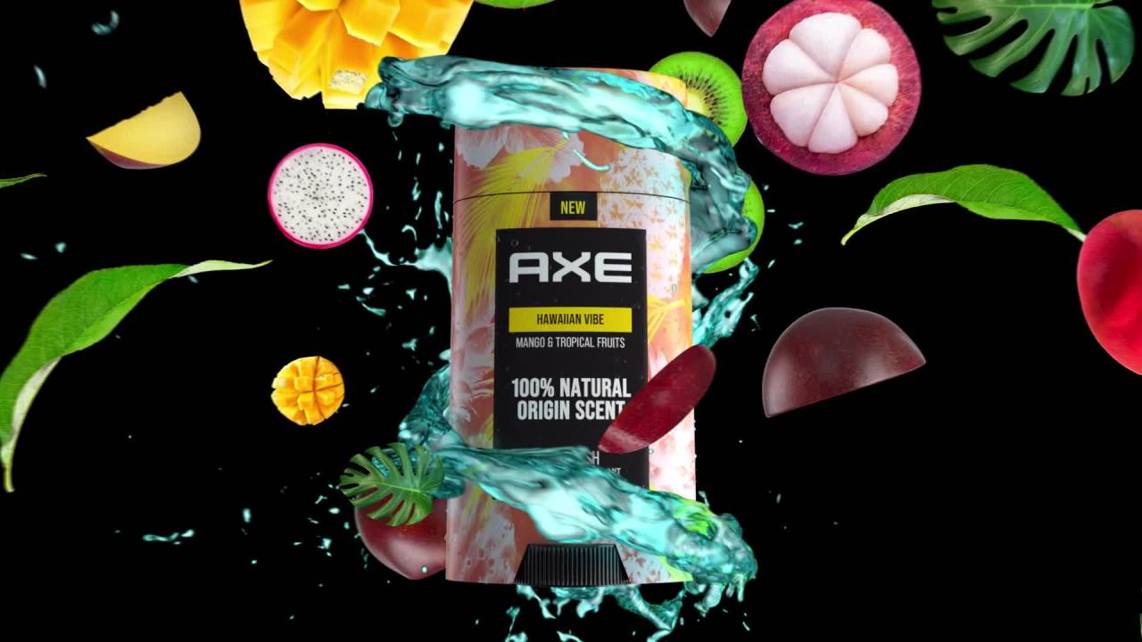 thumbnail video image 2 of AXE Hawaiian Vibe 100% Natural Origin Scent Deodorant 2.6 oz, 2 of 6