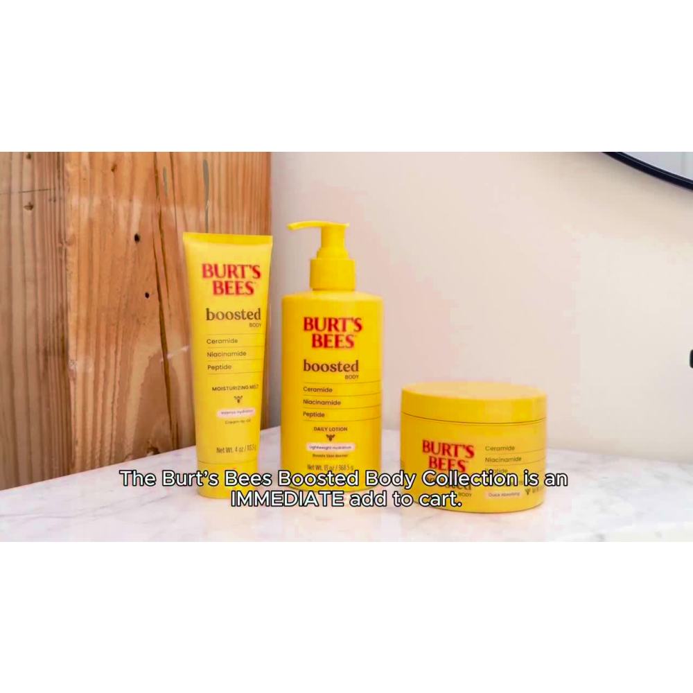 thumbnail video image 2 of Burt's Bees Boosted Lightweight Body Lotion for Sensitive Skin, 13 oz. Bottle, 2 of 14