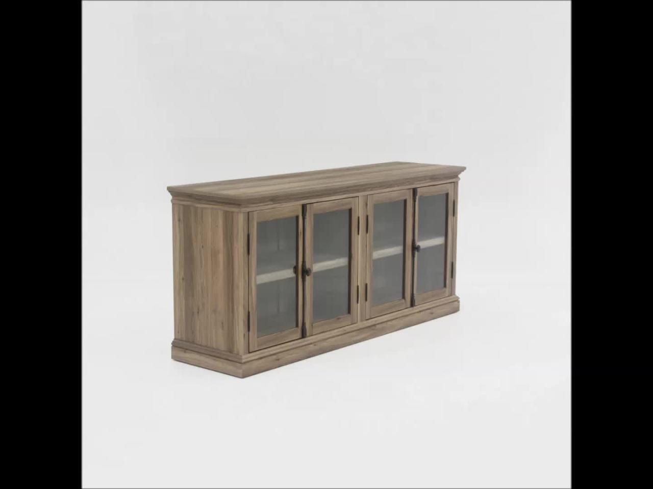 thumbnail video image 2 of Sauder Barrister Lane Storage Credenza for TV's up to 80", Salt Oak Finish, 2 of 11