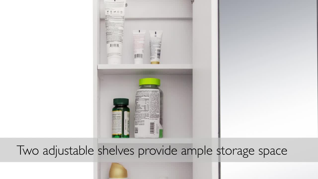 thumbnail video image 2 of Design House 36" Tri-View Wall Mount Bathroom Medicine Cabinet, Clear, 2 of 16