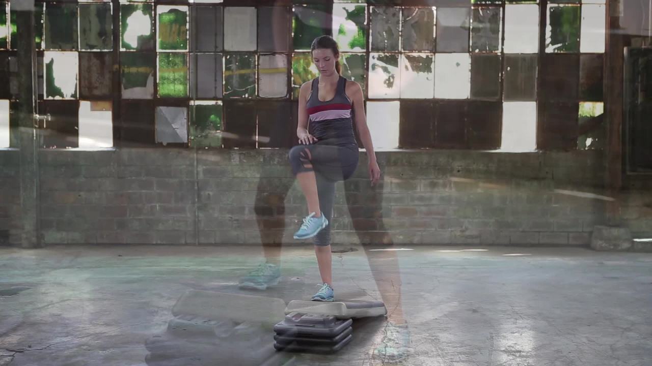 thumbnail video image 2 of The Step Freestyle Aerobic Platform ? Health Club Size - Includes Full Size Platform, 2 Freestyle Grey Risers and 2 Original Black Risers, 2 of 22