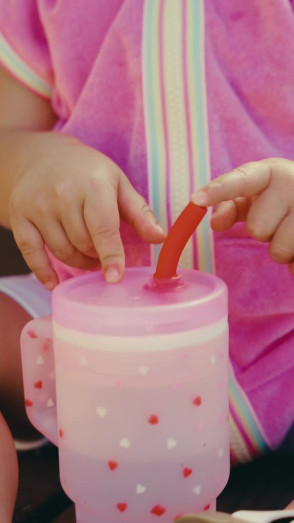 thumbnail video image 2 of Infantino My 1st Tumbler - Toddler-Friendly 9oz Training Cup with Straw and Handle, Blue Stars, 2 of 13