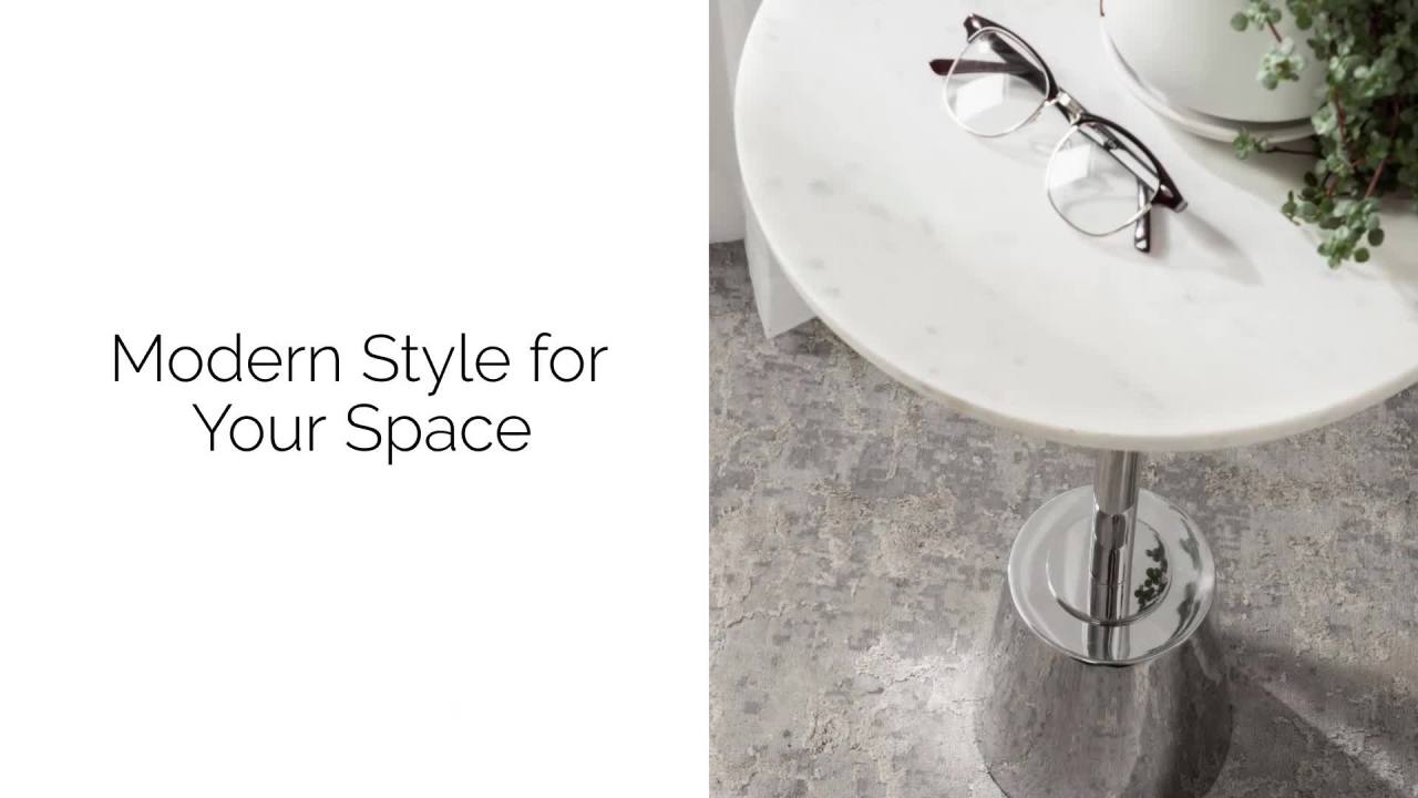 thumbnail video image 2 of Kate and Laurel Tira Elegant Round Side Table, 14 x 24, Brass and Walnut Brown, Mid-Century Circle End Table for Use as Bedroom Nightstand or Living Room Table Option, 2 of 8