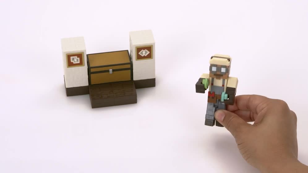 thumbnail video image 2 of Minecraft Trapper’s Trip Wire Action Figure & Accessories Set with Zombie Trip Wire Feature, 2 of 8
