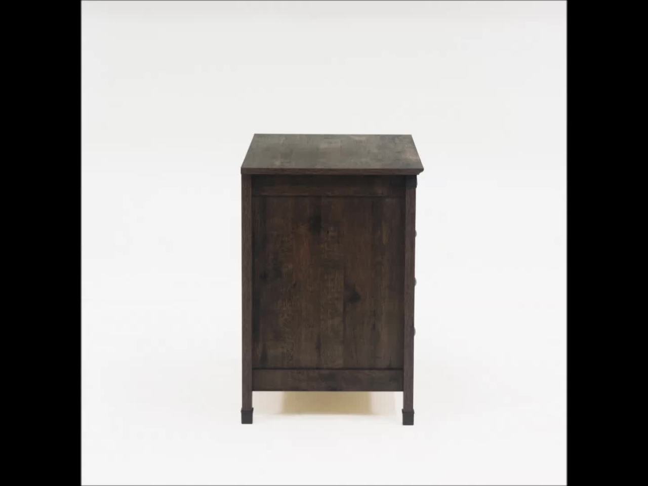 thumbnail video image 2 of Sauder Carson Forge 2 Drawer Lateral File Cabinet, Coffee Oak Finish, 2 of 12