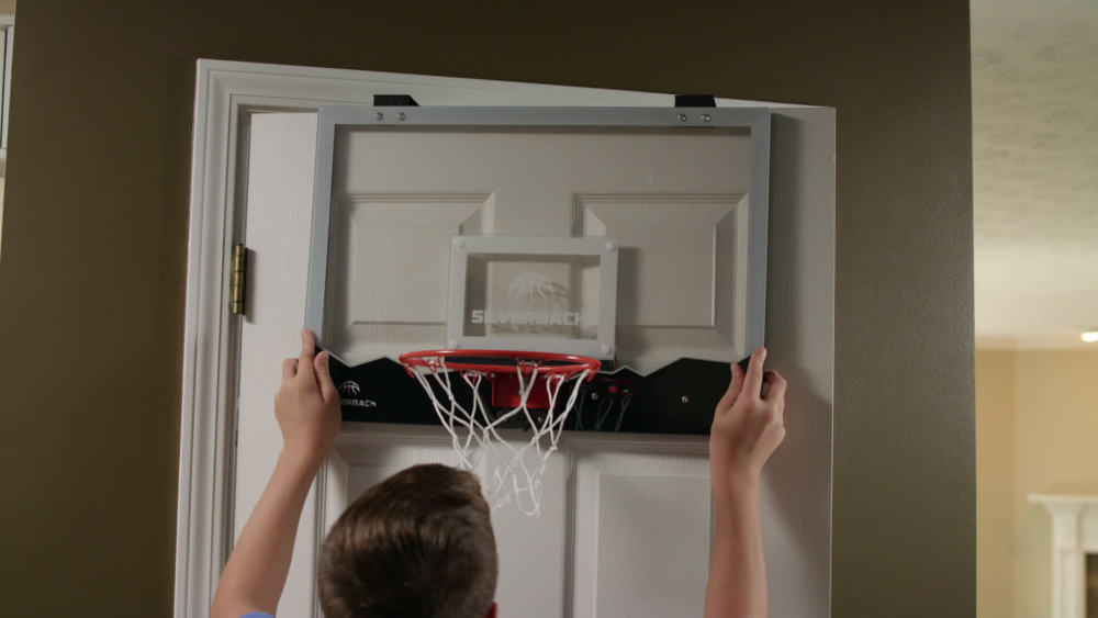 Silverback 23 In. LED LightUp Over the Door Mini Basketball Hoop Includes Mini Basketball and