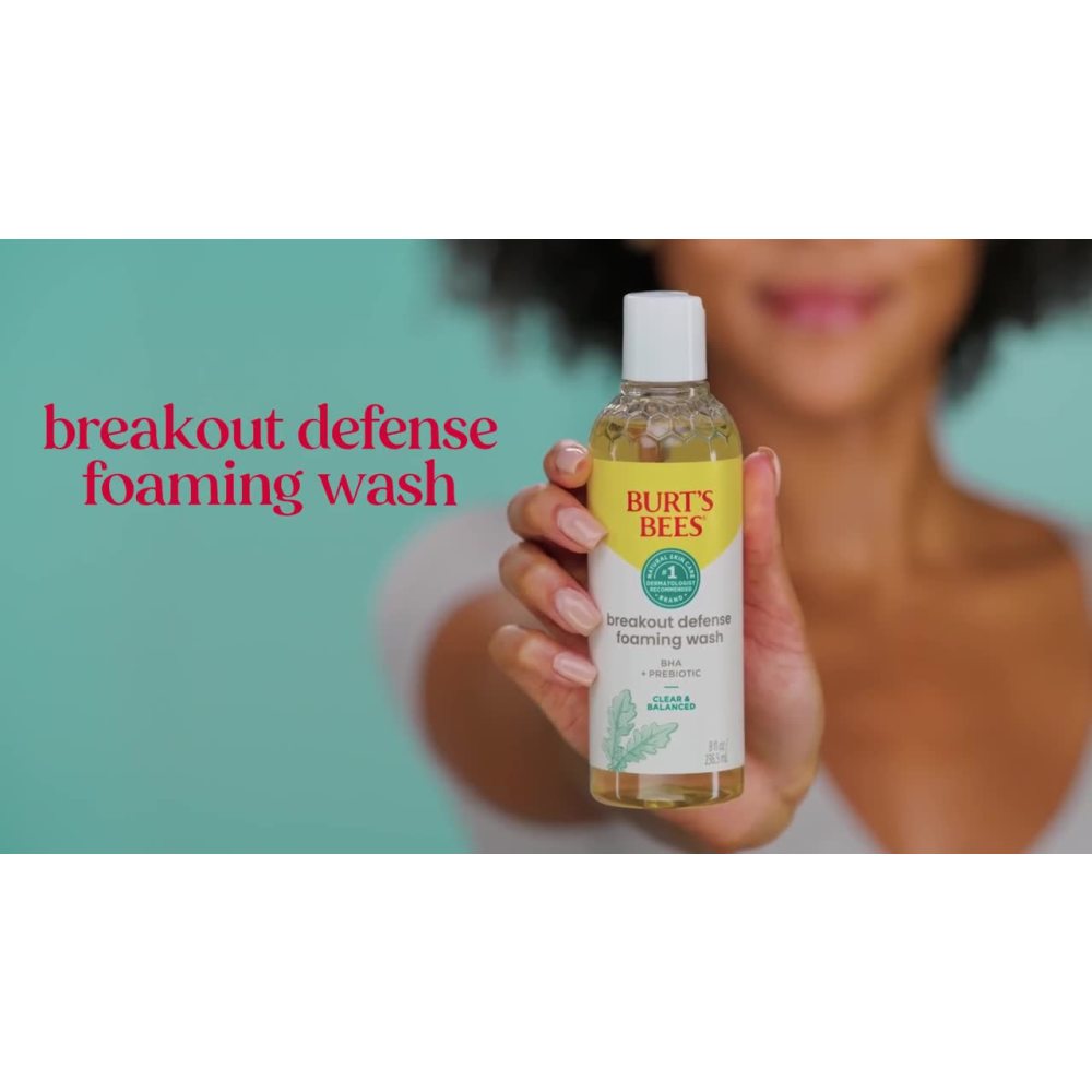 thumbnail video image 2 of Burt's Bees Clear and Balanced Breakout Defense Foaming Face Wash, 8 Oz, 2 of 12