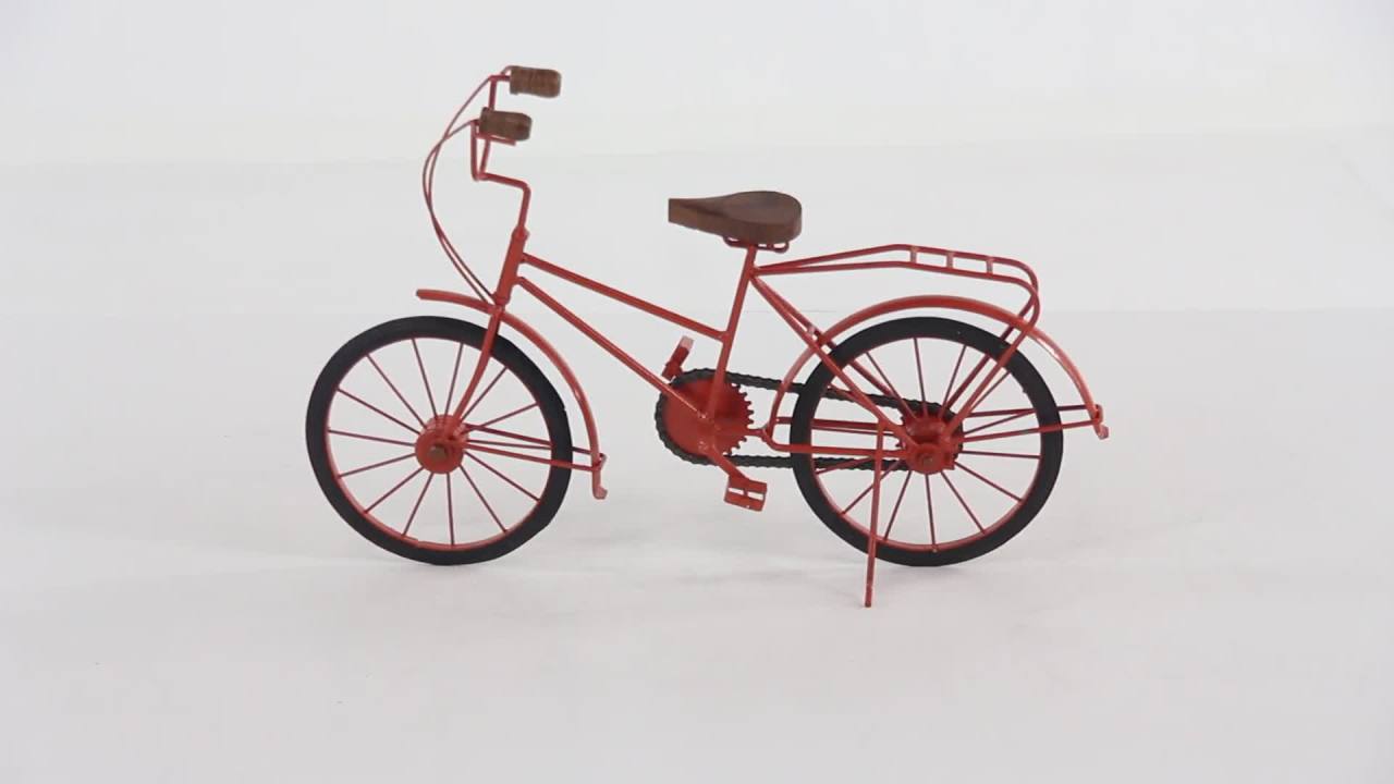 thumbnail video image 2 of DecMode Iron Vintage Bicycle Sculpture, Orange, 2 of 10