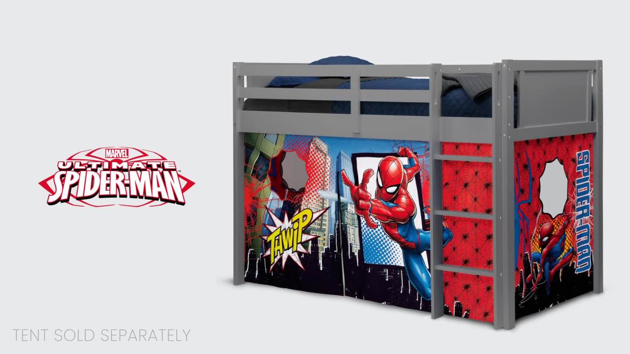 thumbnail video image 2 of Delta Children Twin Loft Bed with Guardrail and Ladder, Charcoal, 2 of 11