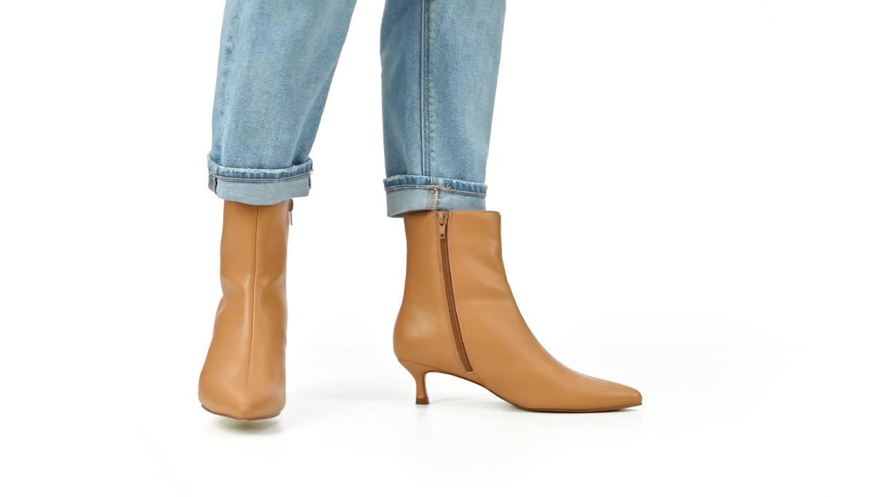 thumbnail video image 2 of Journee Womens Arely Pointed Toe Kitten Heel Ankle Booties, Widths Available, 2 of 9