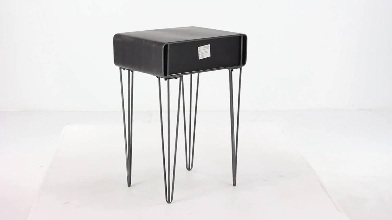 thumbnail video image 2 of DecMode 17" x 26" Black Metal Single Drawer Accent Table, 1-Piece, 2 of 18