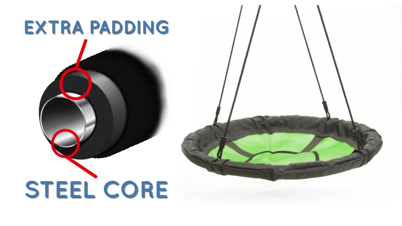 thumbnail video image 2 of Swing-N-Slide 40" Diameter Nest Swing for Backyard Swing Sets, Green with Black Nylon Ropes, 2 of 6