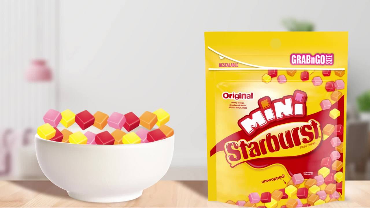 thumbnail video image 2 of Starburst Minis Original Fruit Chews Chewy Candy, Grab N Go, 8 oz Bags, 2 of 13