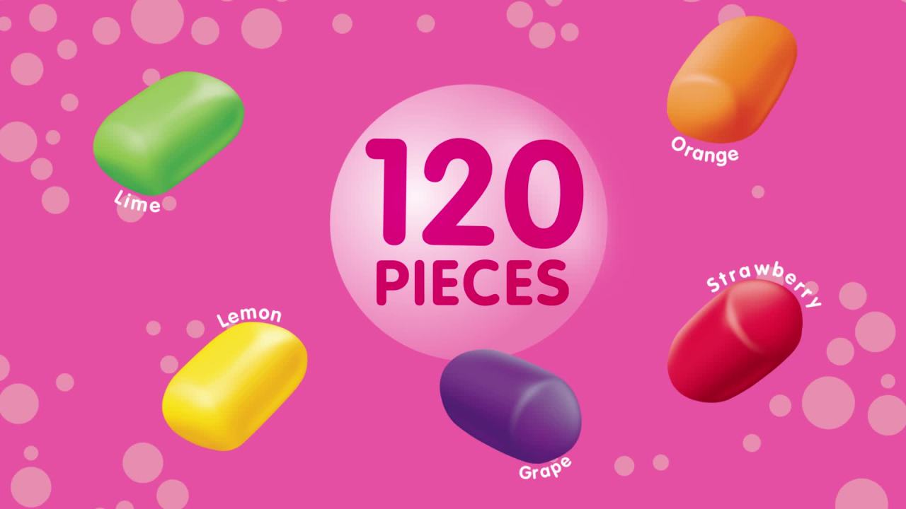 thumbnail video image 2 of (3 pack) Hubba Bubba Minis Skittles Flavored Bubble Gum - 120 Pieces Resealable Bag, 2 of 14